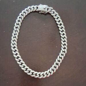 Pavé Cuban Link Necklace - Silver Tone